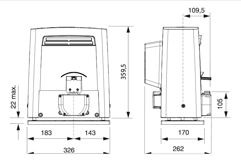 Габаритный размер: привод BKS22AGS (801MS-0100) 